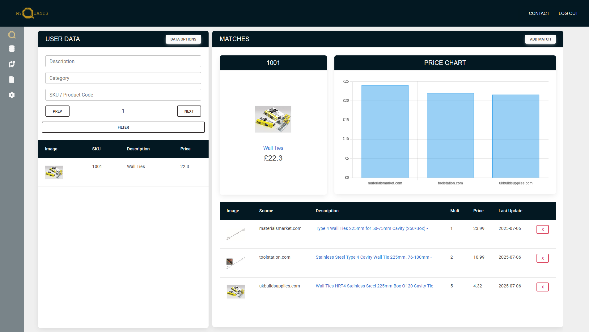 Product Matching Page